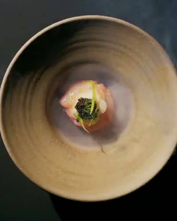 A plate surrounded by smoke