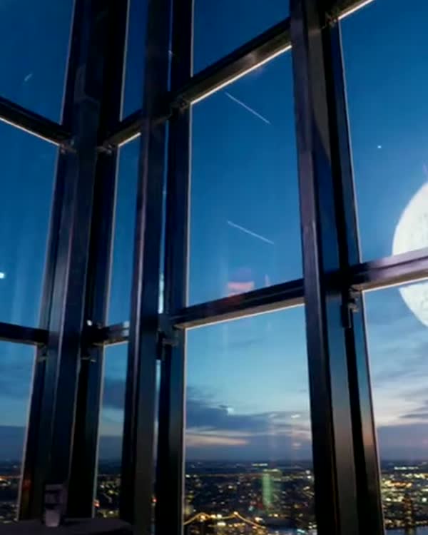 Tall windows at dusk